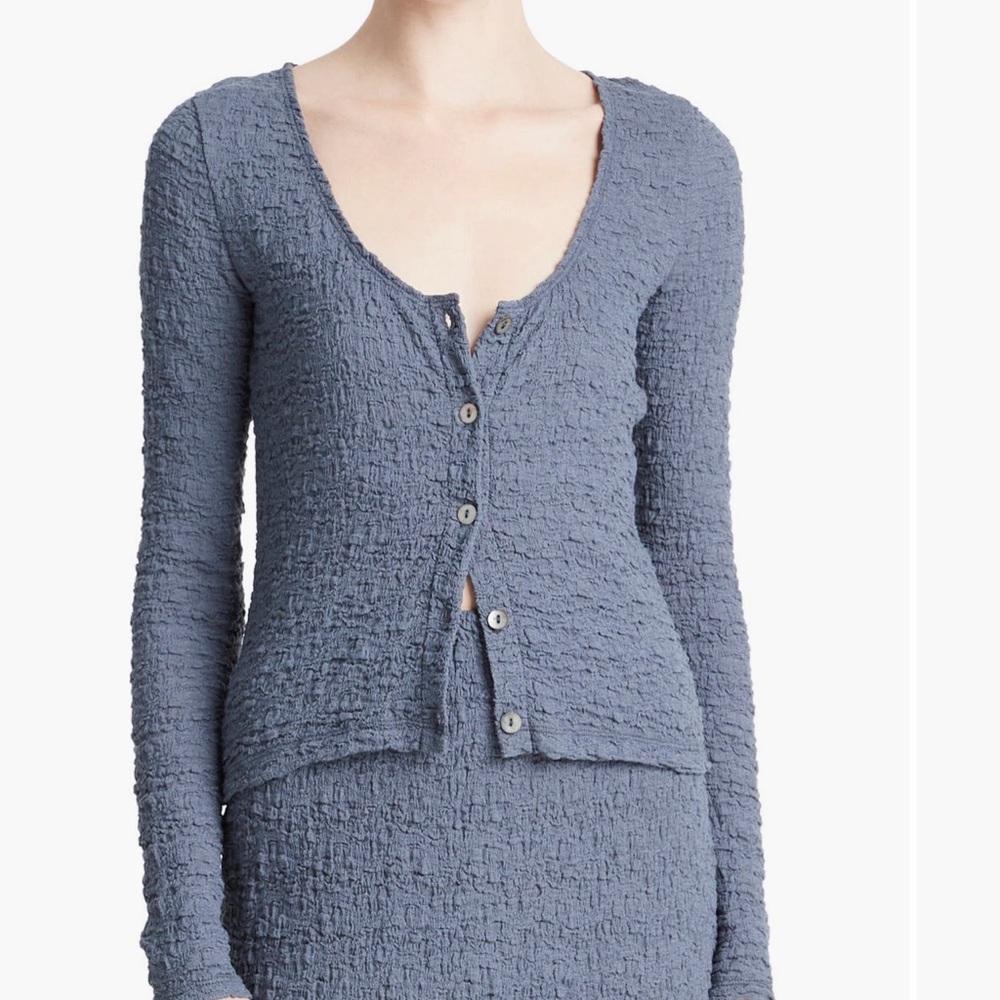 Vince textured jacquard button up top NWT size large